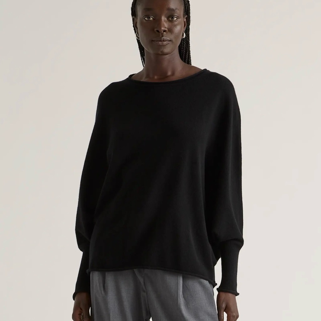 Quince Nwot Mongolian Cashmere Boatneck Sweater In Black Size L/Xl 1086